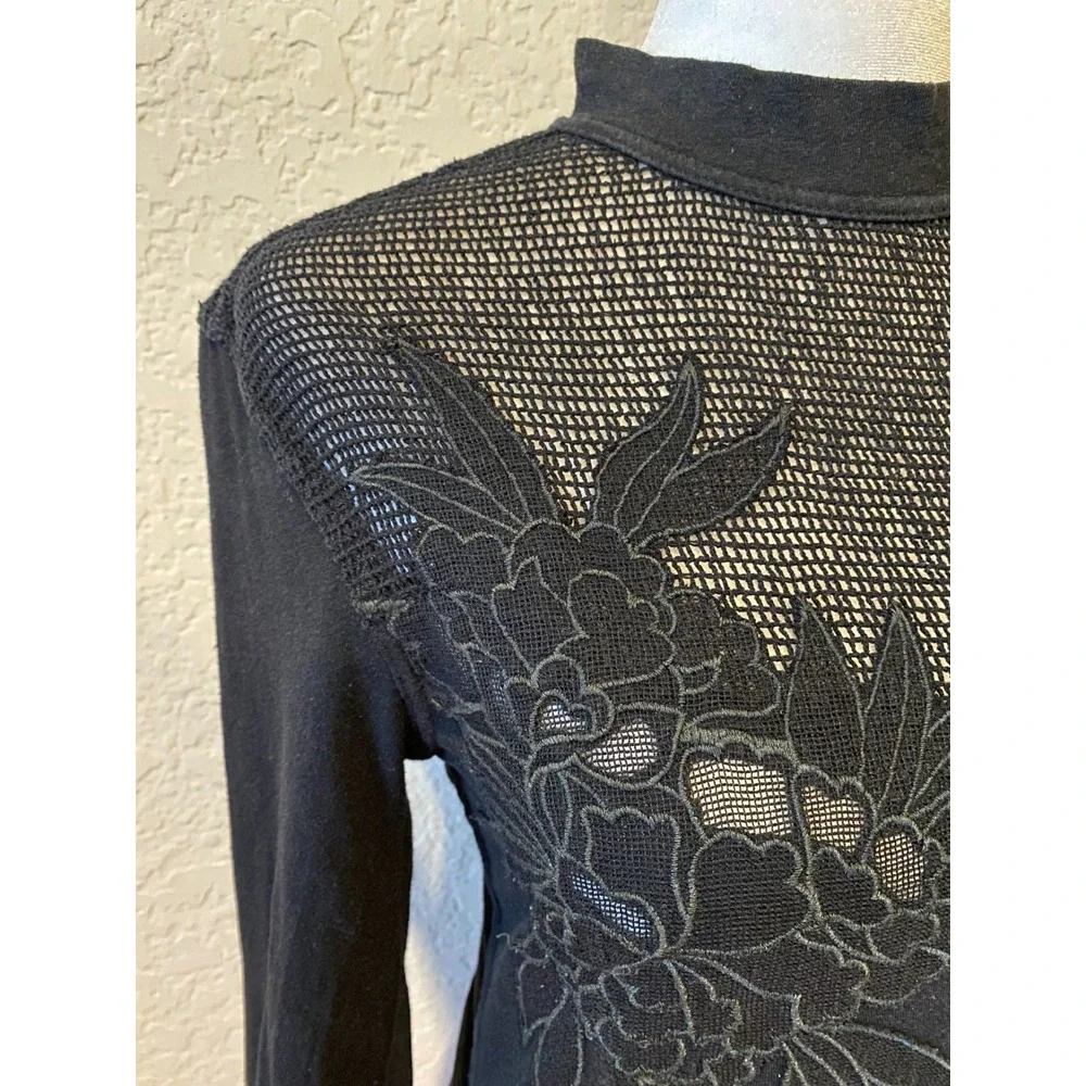 Free People Primrose Black Lace High Neck Top Shirt Size S Whimsigoth Boho